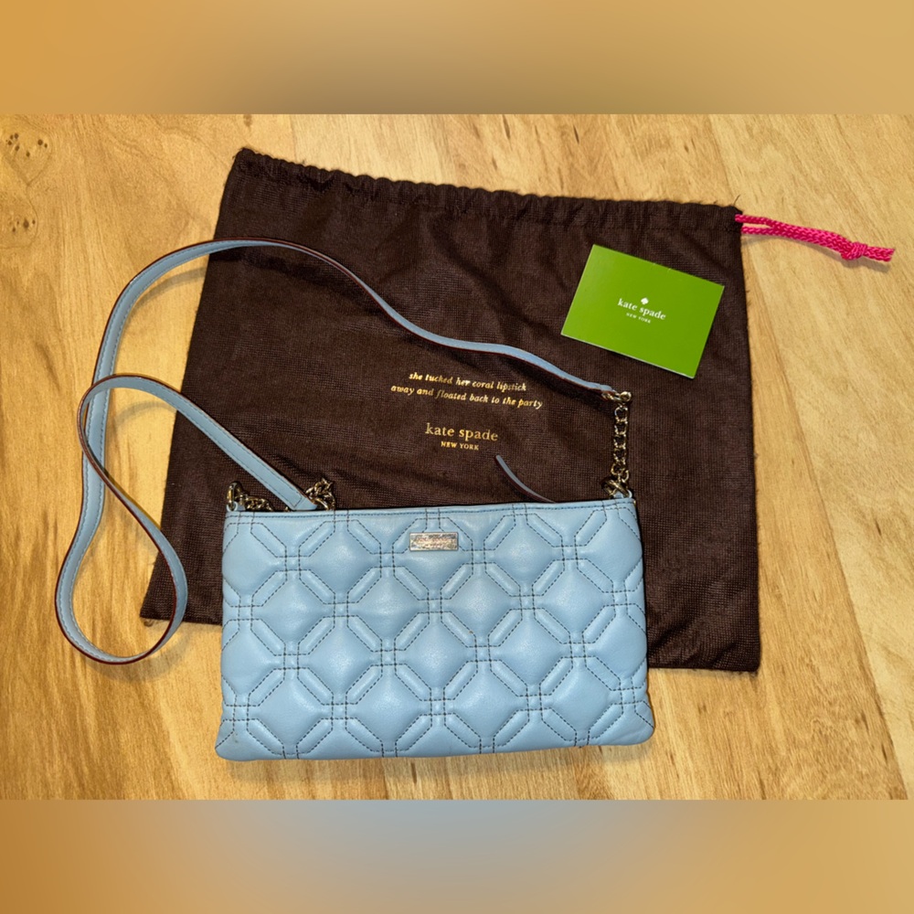 Kate Spade EUC Blue Quilted Women's Bag, Dust Bag & Care Tag